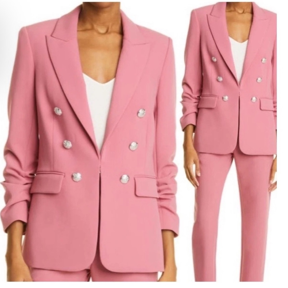 Veronica Beard Beacon Dickey Blazer Pants 2/00 XS Set Pink Career Work Power